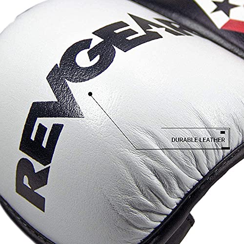 Revgear Pro Series MS1 MMA Boxing Glove, Premium Leather, Thai, MMA - color: Whie, size: Medium