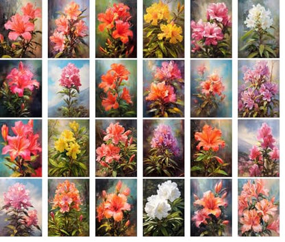 Large Stickers Pack 24 pcs ~ Rhododendron Rhapsody: A Collection of Artistic Stickerss Celebrating The Diverse Beauty of Azaleas and Rhododendrons in Bloom. - color: Sixtyseven