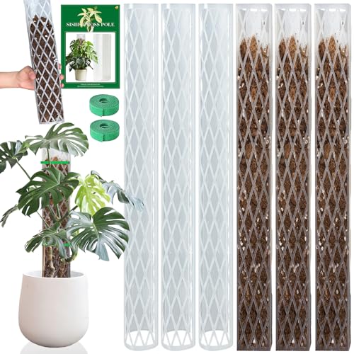 6 Pcs Monstera Moss Pole,Plastic Moss Poles for Climbing Plants Work with Sphagnum Moss,6×16'' Plant Support for Indoor Plants,Garden Ties
