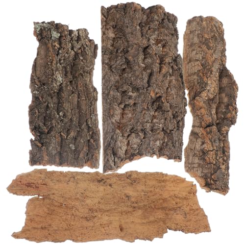 Gatuida 4pcs Natural Cork Bark for Reptiles, Wood Tree Bark Reptile Hides Small Climbing Decor, Terrarium Tank Accessories for Bearded Dragon Geckos Lizard Tortoise Water Tube Landscaping