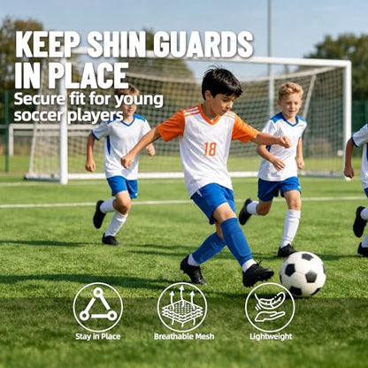 Shin Guard Sleeves 2 Pairs, Soccer Sleeves for Kids & Youth Ages 3-15 - color: Blue, size: S (3'3''-3'10''/3-5Y)