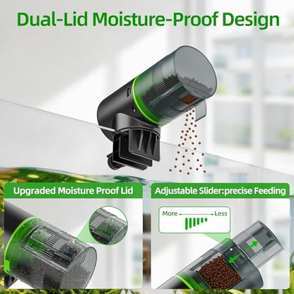 Automatic Fish Feeder for Aquarium: 3 Timers & One-Touch Easy Setup - 7-14 Day Supply with 200ML Food Dispenser - Worry-Free Vacation Feeding for Betta Turtle Tank - size: FS-069