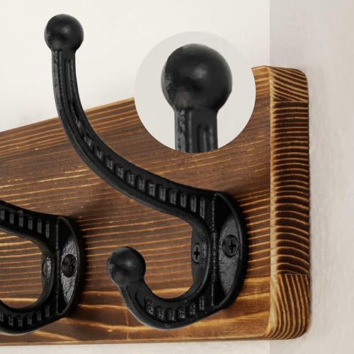 WEBI Rustic Coat Rack Wall Mount,24" Long 6 Cast Iron Coat Hooks Wall Mounted,Heavy Duty Wood Wall Coat Hanger Hooks for Hanging Coats,Jacket,Clothes,Backpack,Farmhouse,Brown,2 Packs - color: Brown, size: 24 Inch(2 Packs)