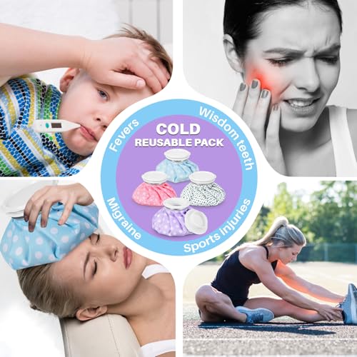 Honoson Reusable Ice Bags Hot Cold Therapy Leakproof,None | Screw Cap Leak-proof Seal, For Injuries Swelling Bruises Fever, Soft Breathable Fabric Stays Flexible, Wide Opening Easy Fill - style: Polka Dots Style