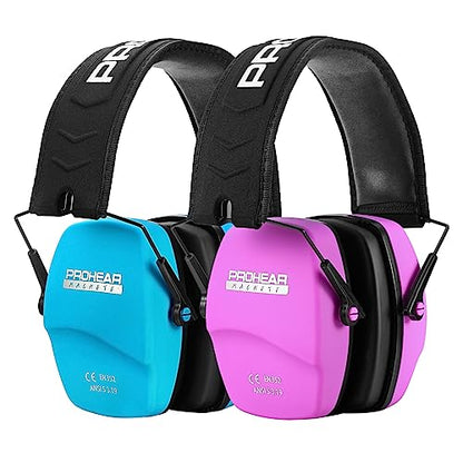 PROHEAR 016 Shooting Ear Protection Earmuffs 2 Pack, NRR 26dB for Gun Range, Hunting -Blue+Pink - color: Blue+pink