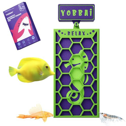Magnetic Seaweed Feeder, Swinging Motion Nori Feeder, Seaweed Clip for Tangs Angels Freshwater and Shrimp Tanks (Green & Purple) - color: GREEN & PURPLE