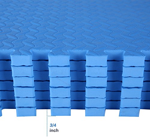BalanceFrom Puzzle Exercise Mat 3/4" Thick, EVA Interlocking Foam Floor - color: Blue, style: 3/4" Thick, 96 Square Feet