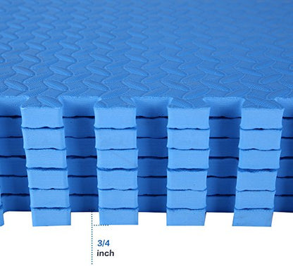 BalanceFrom Puzzle Exercise Mat 3/4" Thick, EVA Interlocking Foam Floor - color: Blue, style: 3/4" Thick, 96 Square Feet