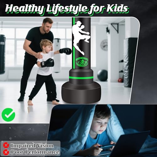 Punching Bag for Adults Teens, Standing Boxing Bag, Men Standing Kickboxing Bag, Suitable for MMA Dummy Karate Home Gym Training Equipment - color: Green and White
