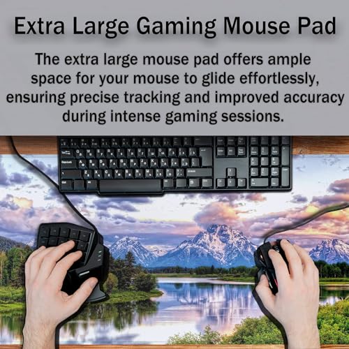 Gaming Mouse Pad Green Computer Pad, Large Mousepads Desktop Mats, Mouse Pad Big Waterproof Non-Slip Rubber Base, 35.4 X 15.7 inch for Work/Game/Office Oxbow Bend Grand Teton National Park - color: Oxbow Bend Grand Teton National Park
