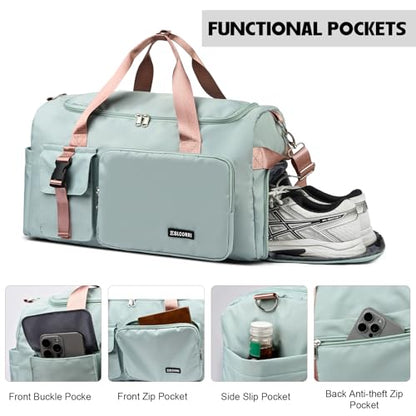 Eslcorri 42L Gym Duffel Bag Travel Backpack with Shoe & Wet Pocket, Black - color: 42L-Black