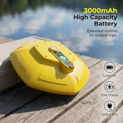 IPX7 Floating Rechargeable Bait Bucket Aerator,3000mAh Portable Live Bait Oxygen Pump,Ultra-Quiet Bubbler for Fishing,Minnow Bucket,Fish Tank,Livewell & Bait Transportation