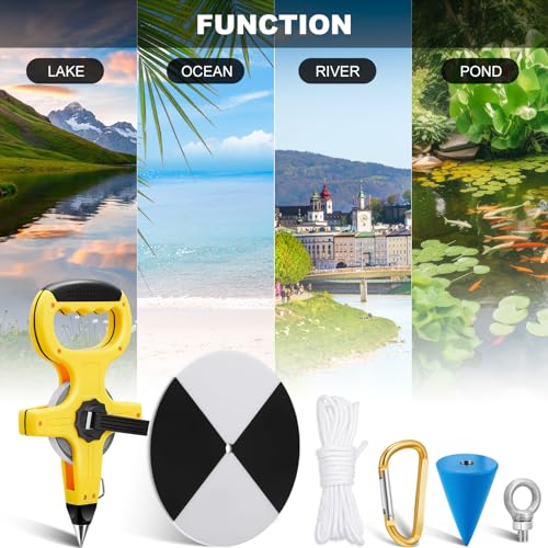 Copkim 7.87 Inch Plastic Secchi Disk Set Secchi Disc with Black and White Quadrants, Steel Cone, Holding Line and 100 ft Tape Measure for Clarity Measurements