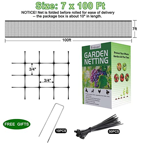 Deer Fence Netting, 7 x 100 Feet Anti Bird Deer Protection Net Reusable Protective Garden Netting for Plants Fruit Trees Vegetables Against Birds and Other Animals