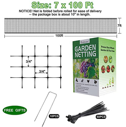 Deer Fence Netting, 7 x 100 Feet Anti Bird Deer Protection Net Reusable Protective Garden Netting for Plants Fruit Trees Vegetables Against Birds and Other Animals