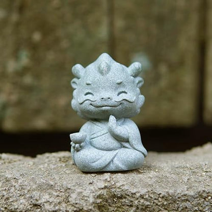 Aquarium Dragon Statue Meditation Dragon Figurines Zen Yoga Collectible Sculpture for Fish Tank Flower Pot Aquarium Decor (A)