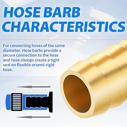 ChillWaves Brass Mini Ball Valve, Shut Off Switch Ball Valve 1/8" Barb with Hose Clamp for Water Air Systems(2-PACK)