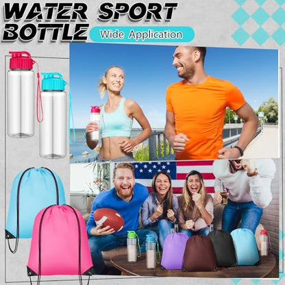 20 Sets 17oz Water Bottles Bulk and Drawstring Backpacks, Lovely - color: pink, green, blue, yellow