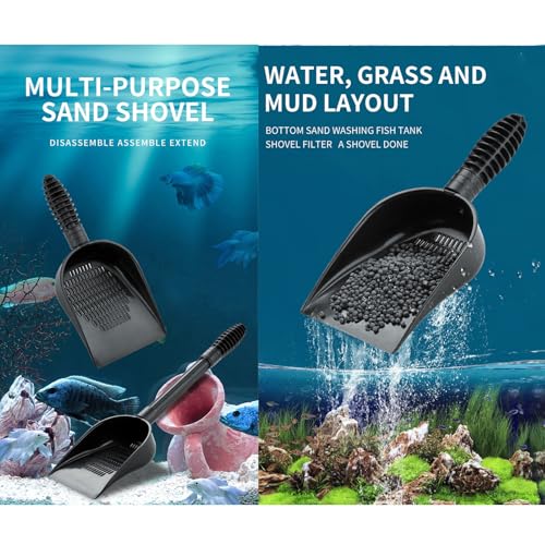 Aquariums Gravels Sand Shovel with Fishing Net Fishtanks Tool with Ergonomic Handle Sifter Multifunctional Gravels Scoops