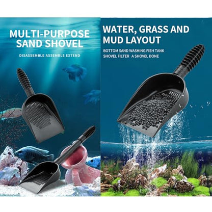 Aquariums Gravels Sand Shovel with Fishing Net Fishtanks Tool with Ergonomic Handle Sifter Multifunctional Gravels Scoops