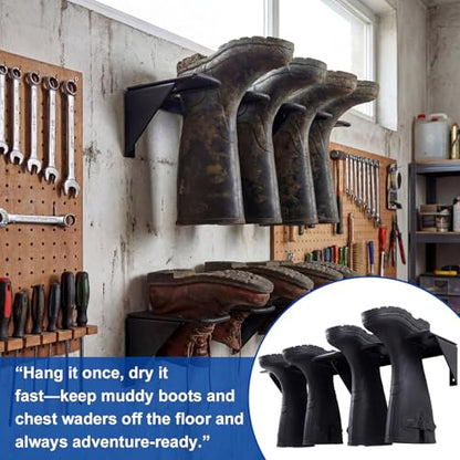 Zonon Wader Hanger Steel Boot Hanger Wall Mount - color: Black, size: 2 Pairs