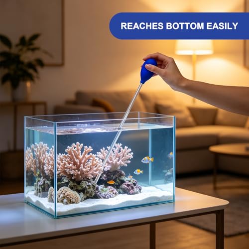 18.5" Coral Food Feeder Pipette for Axolotl Tank, Long Aquarium Spot Feeding Tube for Reef Marine Fish, Aquatic Plant Fertilizer Syringe, Fish Tank Accessories, 2 Pcs