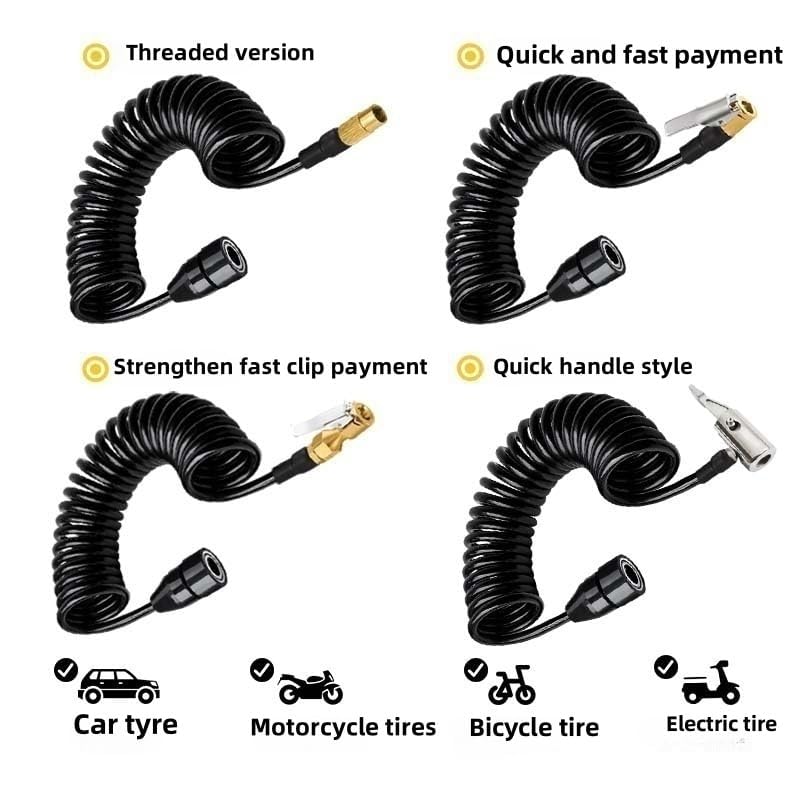 Polyurethane Recoil Air Hose, Car Air Pump Extend Hose, Air Compressor Hose, 16.4ft PS20 Female Plug Inflator Extension Tube for American Tire Nozzle Car Motorcycle