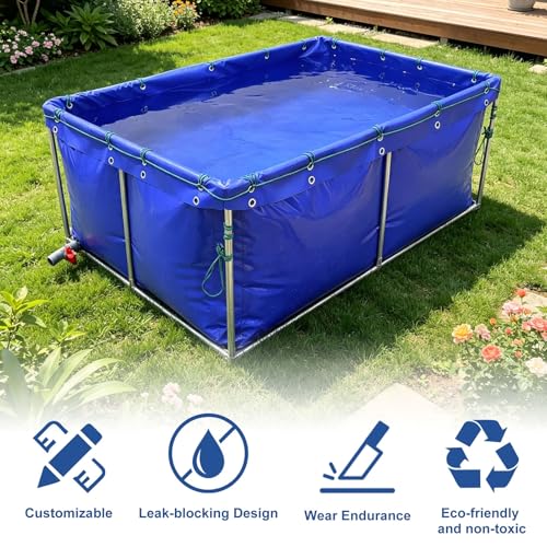 Water Storage Bag, Large Aquaculture Fish Pond, Above-Ground Canvas Fish Pond Reservoir 3×3×0.8m 3×3×1.2 m, for Fish & Shrimp Farming, Portable Swimming Pool(3x3x0.8m)