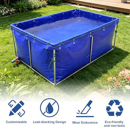 Water Storage Bag, Large Aquaculture Fish Pond, Above-Ground Canvas Fish Pond Reservoir 3×3×0.8m 3×3×1.2 m, for Fish & Shrimp Farming, Portable Swimming Pool(3x3x0.8m)