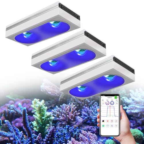 3X RL180 LED Reef Aquarium Lighting Full Spectrum Marine LED Fish Tank Lights for Coral Reef Aquarium 60inch 72inch 150cm 180cm Hard Corals Soft Reef - color: White, size: With Hang Kit