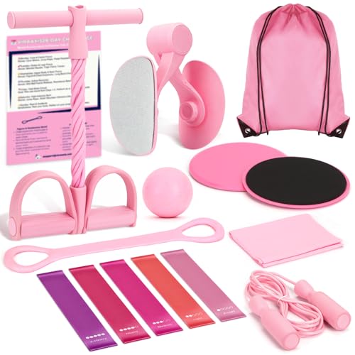 Home Workout Equipment for Women, Pedal Resistance Band with Handle Set - color: Pink