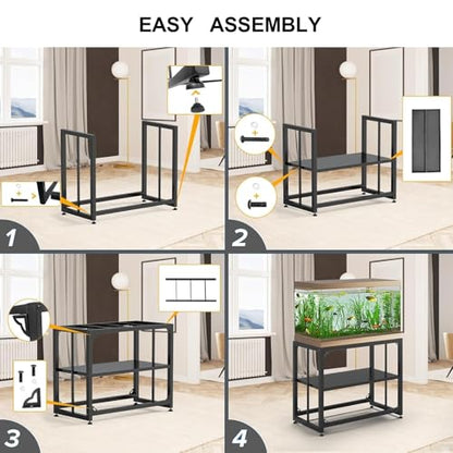 Fish Tank Stand 40 Gallon, Metal Aquarium Stand with Adjustable Shelves, 660 lbs Top Load Capacity, Floor-Protecting Rubber Pads