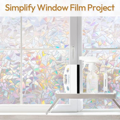 rabbitgoo Window Tint Kit, 3 Pcs Window Privacy Film Installation Tools Set, Includes Suede Squeegee, Utility Knife & 120ml Adjustable Spray Bottle for Car Tints, Privacy Film, Wallpaper Application - color: White Squeegee