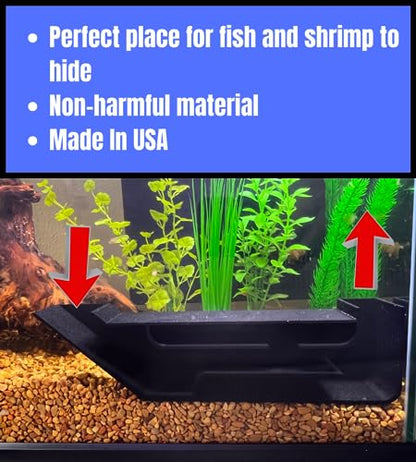 REEFSHAPE Aquarium X-Large Underground Tunnel | Fish & Shrimp Hideout for Aquariums | Unique Underground Viewing Tunnel | 9.75" X 2.5" | Made in USA (XL) (Black) - color: Black