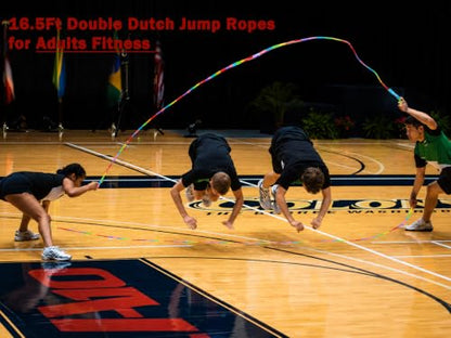 Fezog 16.5FT Weighted Double Dutch Jump Ropes for Adults 2-PACK - color: Rainbow-2Pcs