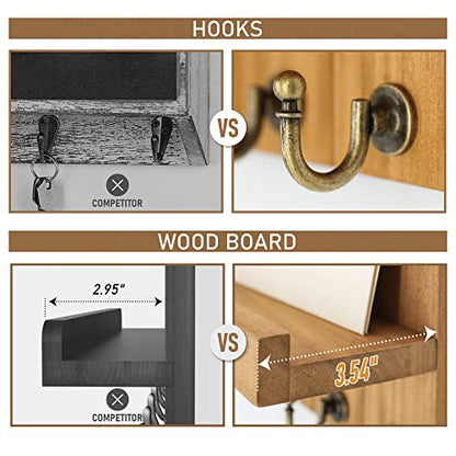 Rebee Vision Key Holder Wall Mount with Shelf for Living Room, Light Brown - color: Light Brown, size: 10 inches