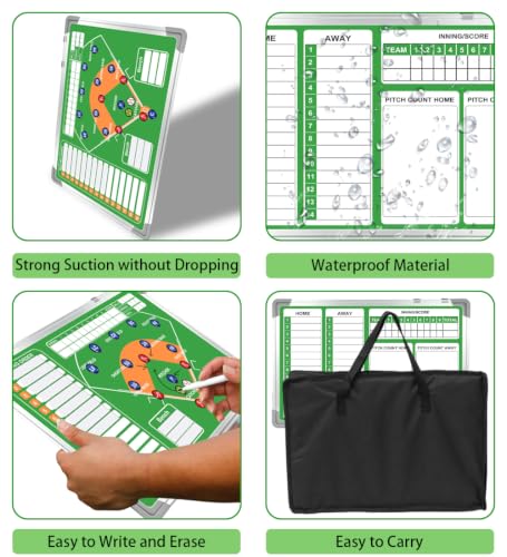 Magnetic Baseball Lineup Board, Softball Lineup Board, Baseball Accessories - color: Baseball-green