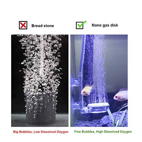 1.4inch Aquarium Air Stone Fish Tank Nano Bubble Stone Kit with Control Valve Quiet Super-High Dissolved Oxygen Diffuser Makes Super Tiny Bubbles for Betta Fish & Small Tank