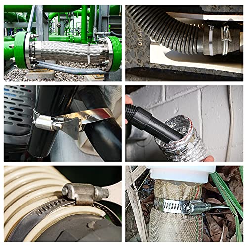 ZOEYES 20 PCS Stainless Steel Duct Clamps, 4 Inch Hose Clamps, Adjustable 91-114mm (3.5 inch to 4.5 inch) Range Air Ducting Clamp, 9mm (0.5 inch) Bandwidth Worm Clamp, Worm Drive, Worm Gear