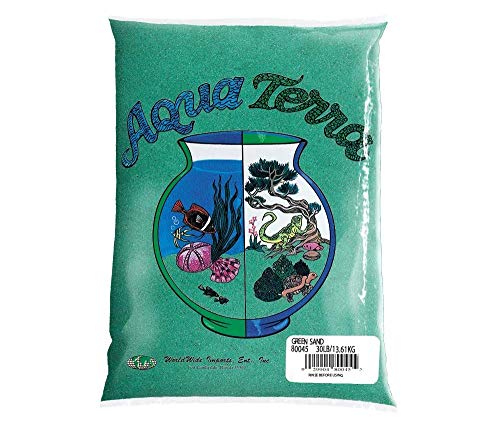 Aqua Terra Green Aquarium Sand, 5 Lbs - Premium Fish Tank Sand, Decorative Substrate, Ideal Fish Tank Accessories, Natural Coated Sand for Decorative Tanks