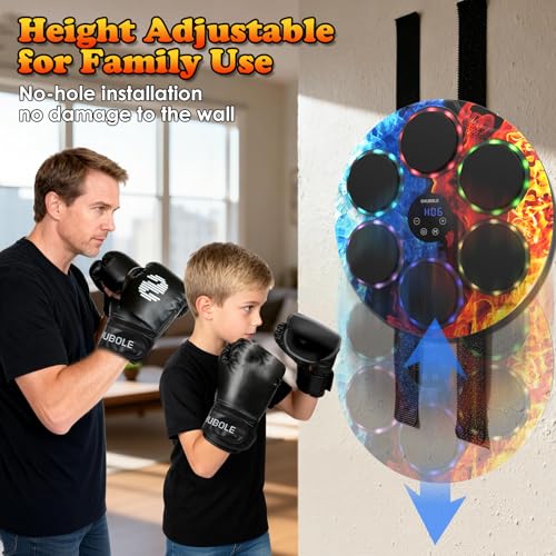 Music Boxing Machine for Kids & Adults - Wall Punching Pad with Lighting, 9-Speed Bluetooth Boxing Game with Gloves, Wall Mounted Exercise Equipment, 2026 Upgrade Boxing Equipment for Kids Age 6+ - color: Ice-Fire