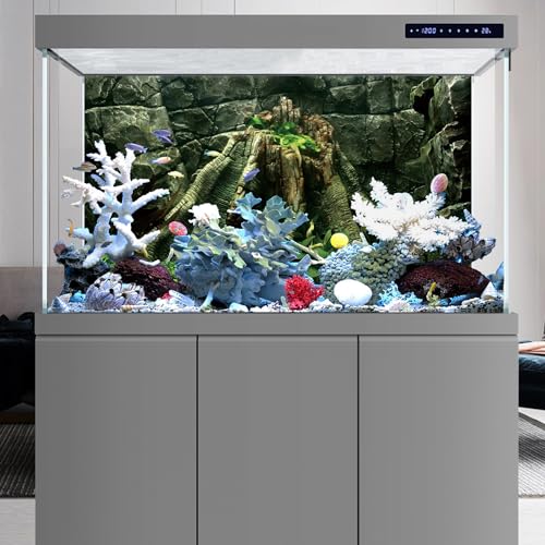 AWERT 60x24 inches Stone Aquarium Background River Bed & Lake Aquarium Vinyl Background Stone Fish Tank Background - size: 60x24in/150x60cm