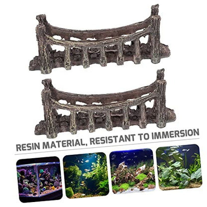 POPETPOP 2Pcs Fake Bridge Landscaping Ornament Realistic Aquarium Decor for Fish Tank Landscape Material Safe for Vivid and Lifelike Design