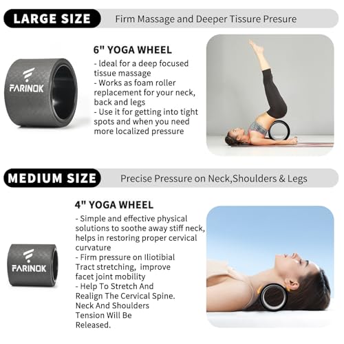 Yoga Wheel for Back Pain Relief, Back Roller Wheel with Extra Cushion - style: SET OF 4(Black)