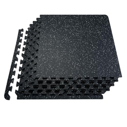VEVOR 0.56In 100sq.ft 25 Tiles Gym Flooring for Home Gym, Rubber Top with High Density EVA Foam, 25" x 25" Gym Floor Exercise Equipment Mats, Interlocking Gym Mats, Puzzle Workout Mats, Black & White | Rubber Top with High Density EVA Foam, 25 x 25in Floo