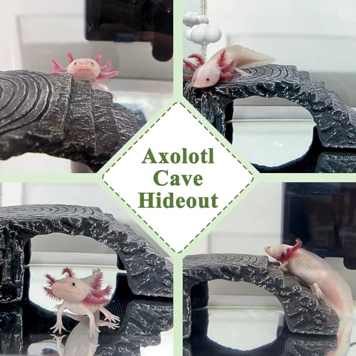 Axolotl Cave Axolotl Hides for Aquarium & Terrarium, Shelter for Pleco, Crabs, Fish, Turtles, Betta, Geckos, Frog, Resin Tank Decor