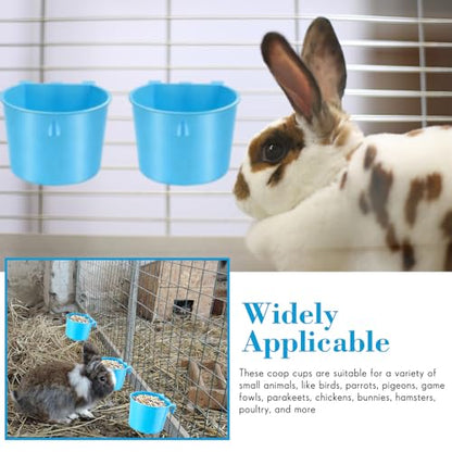 Sumind 60 Pcs Cage Cups Chicken Feeder Birds Hanging Feeders Seed Bowl 8 oz Plastic Water Bowl Hanging Chicken Gamefowl Waterer Feeding Watering Dish Coop Cups for Parrot Parakeet Poultry (Light Blue)