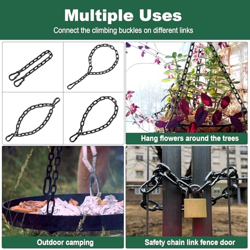 59 Inch Adjustable Hanging Chain with 4 Clasps, Welded Steel Chain with Corrosion-Resistant Coating, 660 LBS Load Heavy Duty Suspension Chain for Swing, Boxing Bag, Sunshade Sail, Indoor Outdoor Use - size: 59inch