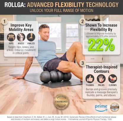 Rollga PRO - High Density Foam Roller for Exercise & Back Pain, 18 inches | Patented Grooves Protect Spine & Bone, Bumps Reach Deeper, Design Mimics Hands-On Massage, Increase Flexibility 22% - color: Orange