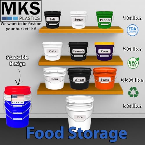 1-Gallon Bucket with Airtight Lid – Made in USA, Food Grade BPA Free Plastic, Heavy Duty Multi-Use, Metal Handle with Grip, Stackable Storage – Black, 3 Pack - color: Black, size: 3